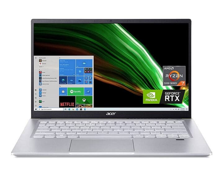 Acer Swift X Creator Laptop (14" IPS 100% sRGB, Ryzen 7 5800U, 16GB, 512GB, RTX 3050Ti, W10) 919€ @ amazon.com