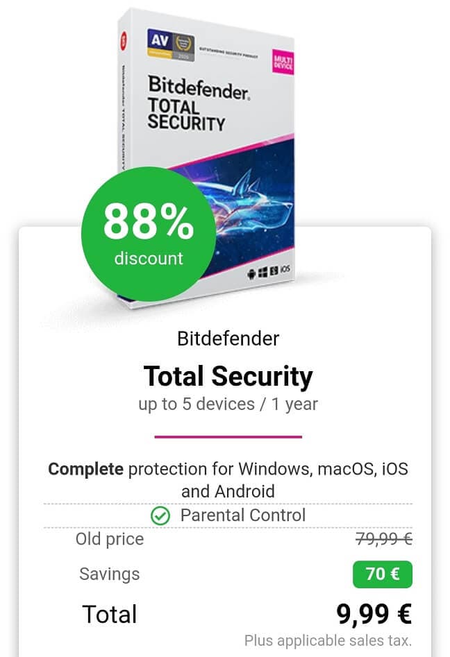 Bitdefender Total security 5 Devices/1 Year [edited]
