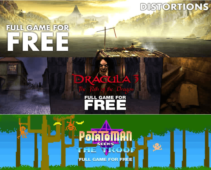 Δωρεάν 3 παιχνίδια για PC τα: Distortions, Dracula 3: The Path of the Dragon και Potatoman Seeks the Troof, από Indiegala