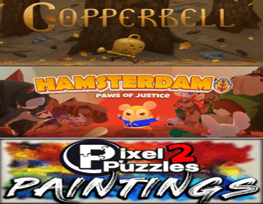 Δωρεάν 3 παιχνίδια για PC τα: Copperbell, Hamsterdam και Pixel Puzzles 2: Paintings, από Indiegala