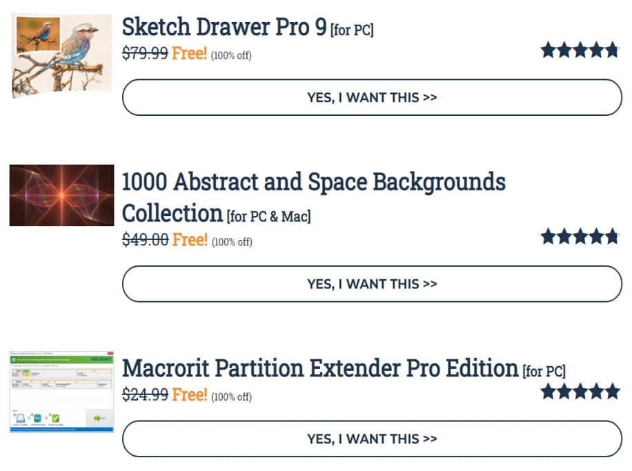 Δωρεάν τα Macrorit Partition Extender Pro Edition, Sketch Drawer Pro 9 και 1000 Abstract and Space Backgrounds Collection για PC, από sharewareonsale.com