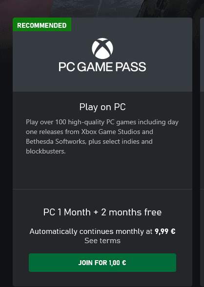 Xbox PC Game Pass με 1 ευρώ για 3 μήνες