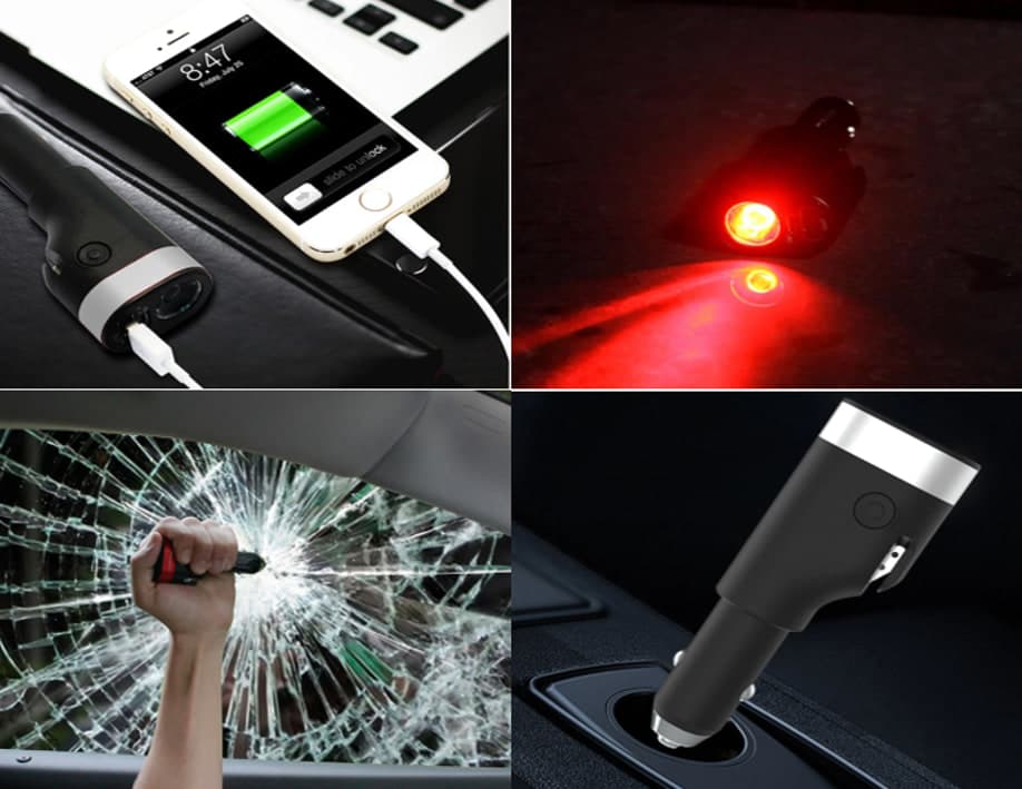 Yuroad 12V-24V Multifunctional Car Safety Tool USB Car Charger Safety Hammer 2200mAh Portable Power Bank LED Flashlight στα 4,77€ (+ 0,28€ έξοδα αποστολής), Banggood