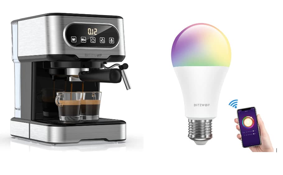 BlitzWolf BW-CMM2 Espresso Machine 20 Bar + BlitzWolf BW-LT21 RGBWW 900LM Smart LED Bulb στα 55,32€, Banggood