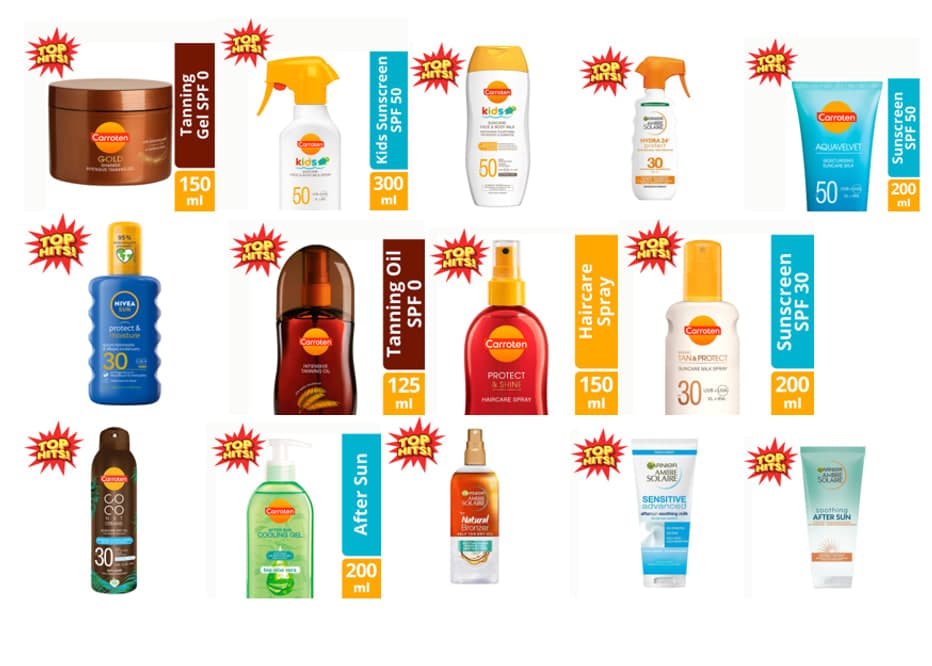 -50% όλα τα αντιηλιακά, λοσιόν μαυρίσματος, gel, ενυδατικά προϊόντα μετά το μαύρισμα από τον ΑΒ Βασιλόπουλο. Επίσης -50% σε όλα τα παγωτά Nirvana 850ml