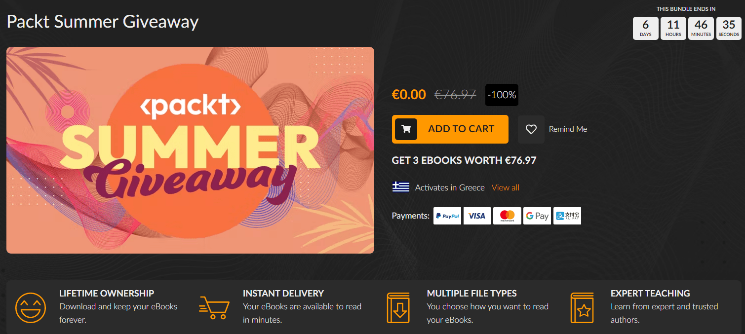 Δωρεάν (από €76,97) το Packt Summer Giveaway, από Fanatical