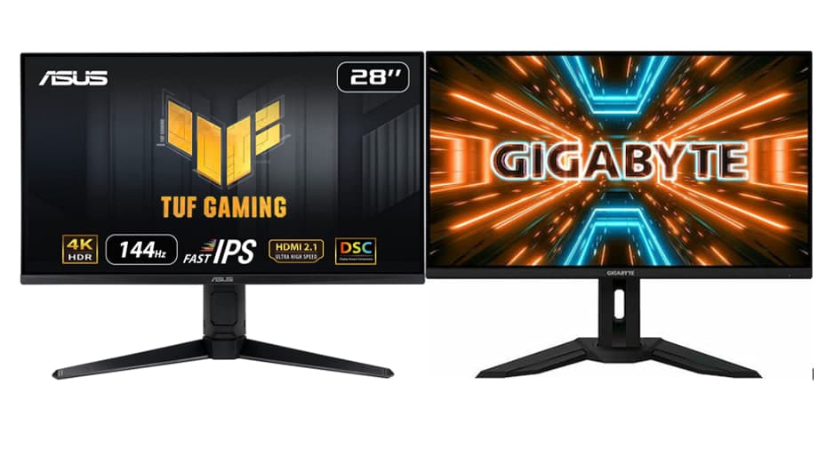 Asus TUF Gaming VG28UQL1A IPS HDR Gaming Monitor 28" 4K 3840x2160 144Hz στα 659,45€ από amazon.es και Gigabyte M28U 28″ Gaming Monitor στα 598,71€, από amazon.co.uk