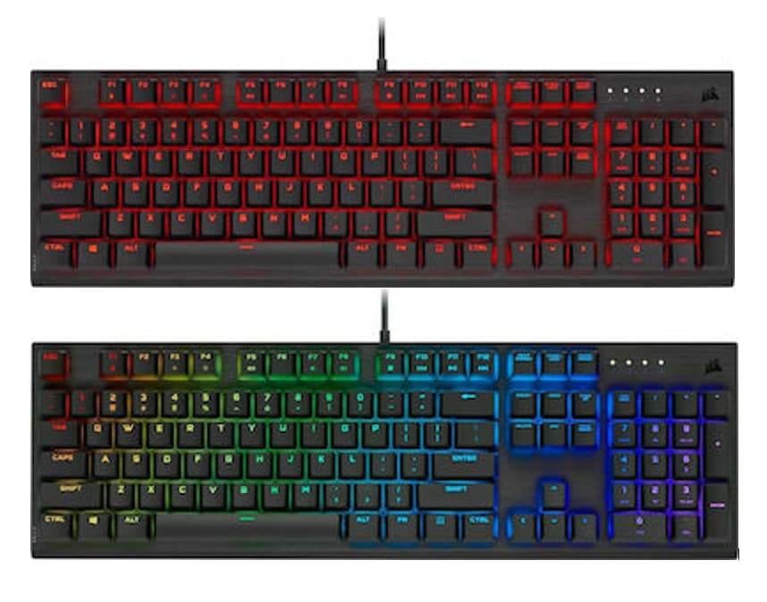 Gaming Πληκτρολόγιο Corsair K60 Pro Red LED Cherry MV Viola Red UK, στα 44,90€ και το Gaming Πληκτρολόγιο Corsair K60 PRO RGB Cherry Viola Black UK, στα 49.90€, Web Supplies