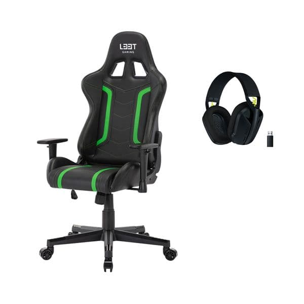 Deltaco L33T Energy Black/Green Gaming Καρέκλα &amp; Logitech G435 Black Gaming Headset