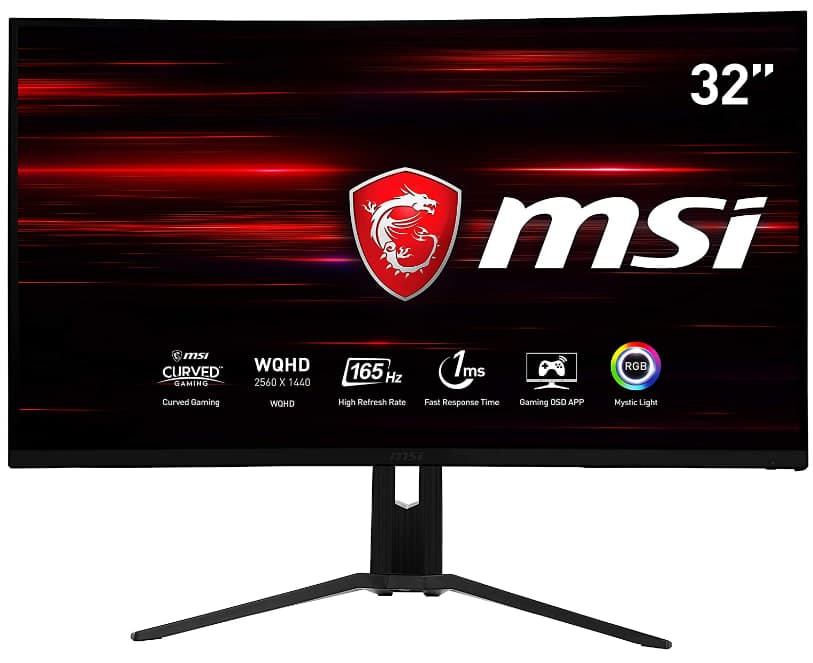 MSI Optix MAG322CQR (31.5 Inches), LED, Curved VA Panel, WQHD, 165Hz, AMD FreeSync, 1 ms, Height Adjustment, USB-C, Black, amazon.de