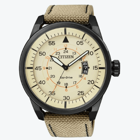 Citizen Eco-Drive Ρολόι aviator, AW1365-19P, με Υφασμάτινο Λουράκι σε Μπεζ χρώμα, στα 107,84€, από Amazon.es