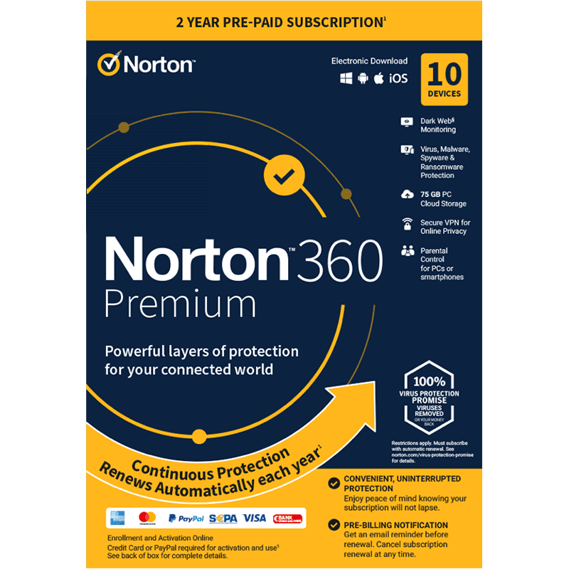 Norton 360 Premium 2022 antivirus (10 συσκευές, 2 έτη)