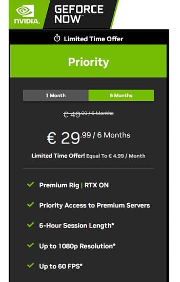 GeForce Now Priority Συνδρομή 6 μηνών