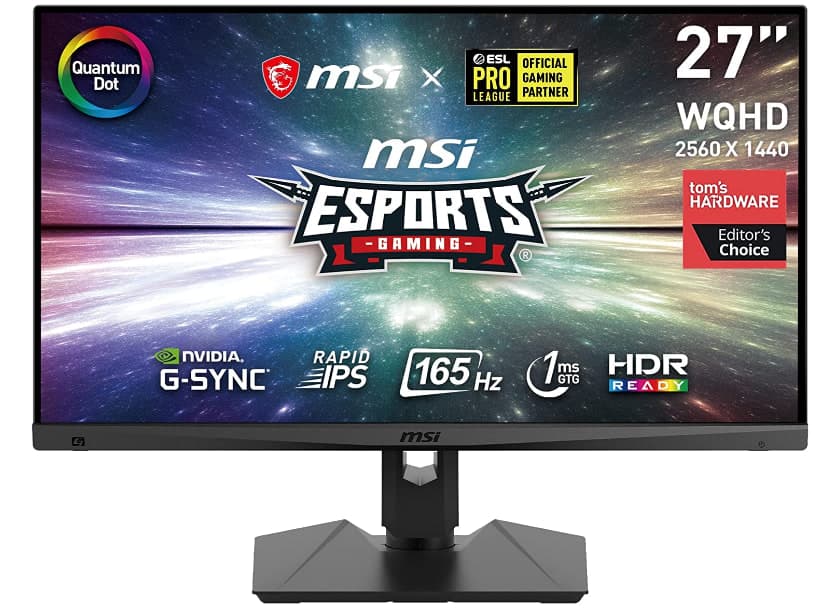 MSI Optix MAG274QRFDE-QD 69 cm (27 Inch) Gaming Monitor (WQHD, Rapid IPS Panel, 165 Hz, 1 ms, G-Sync, Quantum Dot, HDR Ready, HDMI, DisplayPort), Black, στα 436€, Amazon.de
