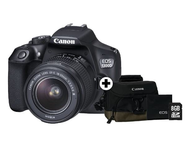 Canon EOS 1300D 18-55 DC IIΙ + τσάντα μεταφοράς + κάρτα μνήμης 8GB 329€