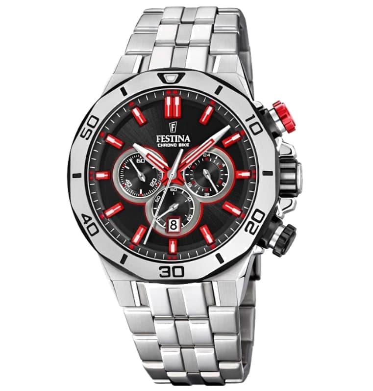 Ρολόι ανδρικό Festina Chrono Bike F20448-7 με μπρασελέ και μαύρο καντράν, στα 93,50€, από bwatch.gr
