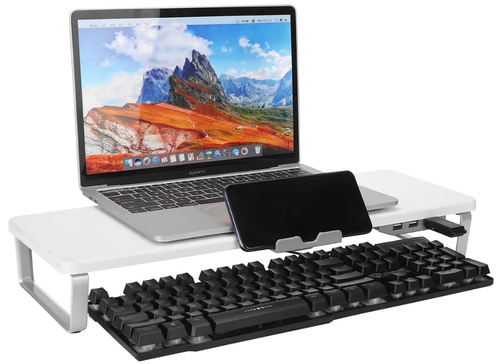 Multifunctional Mackbook Desktop Stand Monitor Riser with 2*USB2.0 + USB3.0 Ports &amp; Mobile Phone Holder (Λευκό χρώμα), στα 19,90€, Banggood (Αποθήκη Τσεχίας)