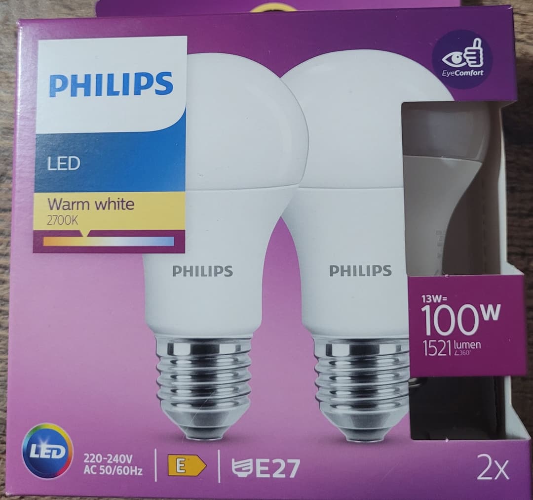 Λάμπα Philips LED 13W E27 1521 lumen, Warm white, 2τεμ, 5,92€ σε καταστήματα Σκλαβενίτη