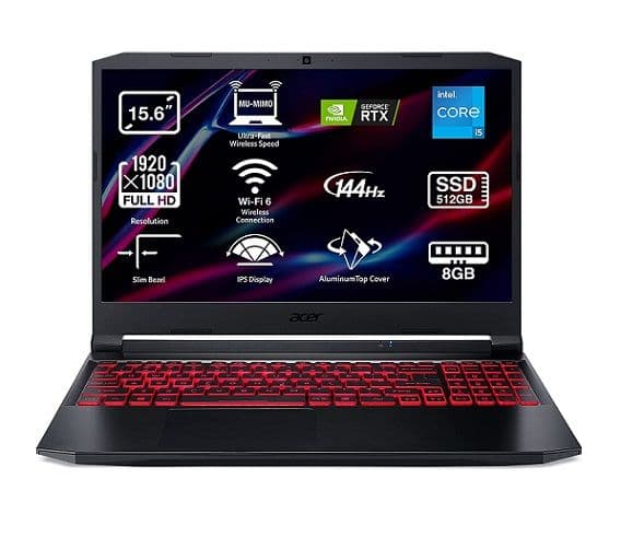 Acer Nitro 5 AN515-57 Gaming Laptop (15.6" FHD IPS 144Hz, i5-11400H, 8GB, 512GB, RTX 3050, NoOS, QWERTY Español)