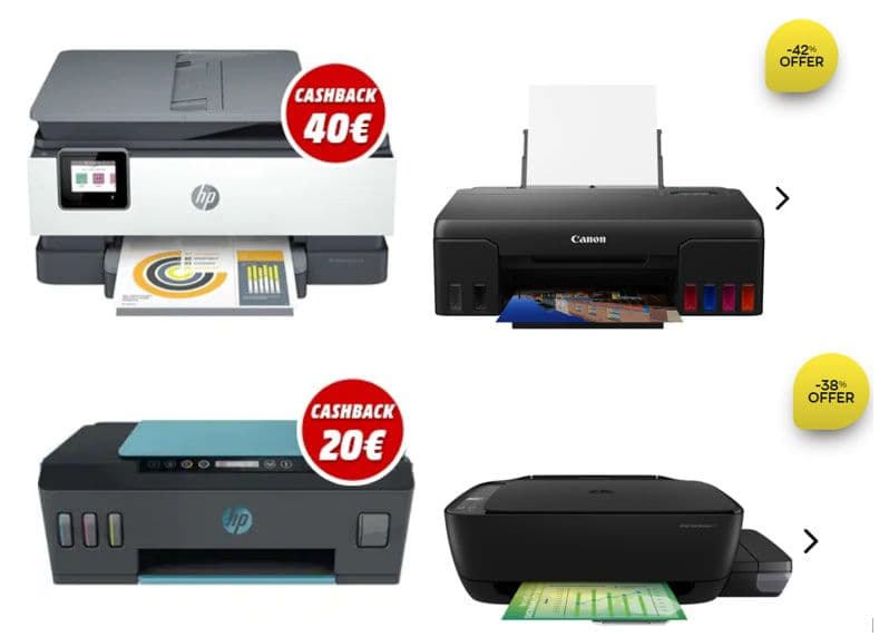 HP OfficeJet Pro 8022e Έγχρωμο Πολυμηχάνημα A4 με WiFi, Ethernet, ADF, Duplex Print, FAX, bonus 6 μήνες Instant Ink μέσω HP+ (229W7B), στα 115€ (έμμεσα στα 75€) και Canon PIXMA G540 Megatank Έγχρωμος Εκτυπωτής A4 WiFi, 6 μελάνια, στα 139€, PUBLIC