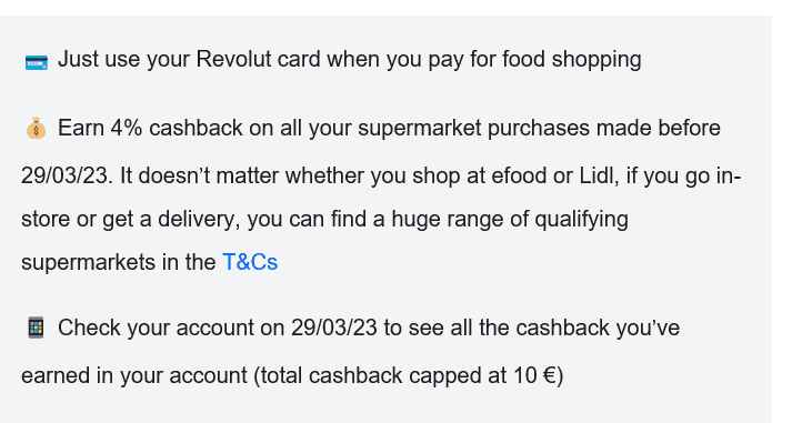 Revolut Cashback 4% για ψωνια απο Σ/Μ (έως 10€)