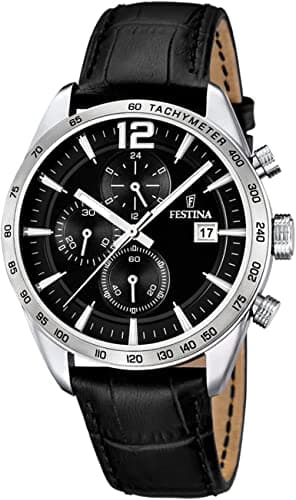 Festina Ρολόι Χρονογράφος Μπαταρίας με Δερμάτινο Λουράκι σε Μαύρο χρώμα (F16760/4)