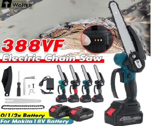 Wolike 388VF 8 Inch Cordless Electric Chain Saw One-Hand Wood Cutter Garden Power Tools, with 2 Batteries Black, στα 46,19€, Banggood, Αποθήκη Τσεχίας
