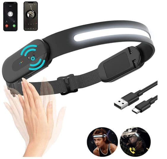 Smart bluetooth LED Headlamp USB Rechargeable Motion Sensor Headlamps With Wireless Music Function, στα 11,02, Banggood