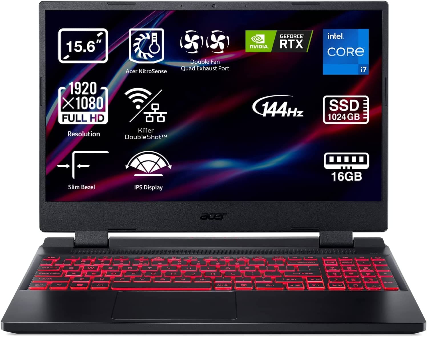 Acer Nitro 5 AN515-58 (15.6" FHD IPS 144Hz / i7-12700H / 16GB / 1TB / RTX 3050 Ti / No OS)