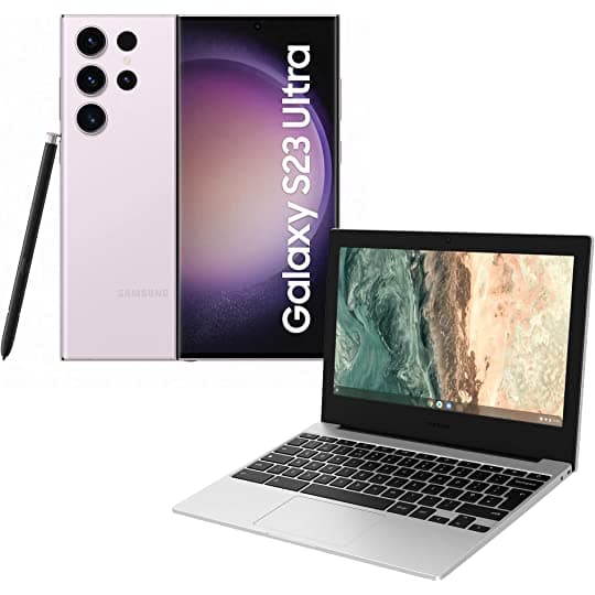 Samsung Galaxy S23 Ultra 512GB Lavender + Galaxy Chromebook Go (Intel Celeron, 11.6” FHD, 4GB RAM, 64GB, Chrome OS)