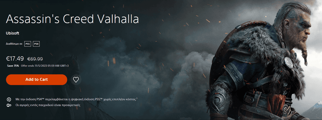 Assassin’s Creed Valhalla PS4+PS5 Edition 17,49Ꞓ + Assassin’s Creed Valhalla Complete Edition 41.99Ꞓ