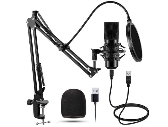 USB 48KHZ/192KHZ Condenser Microphone Cardioid Pattern HiFi Noise Reduction Microphone with Stable Tripod - 192KHZ Flat Head, στα 22,37€, Banggood