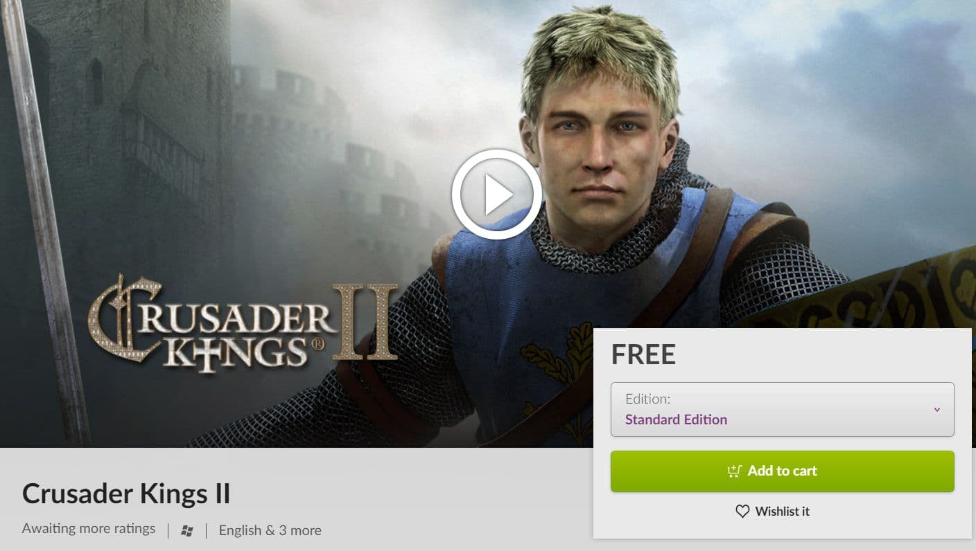 Αποκτήστε το Crusader Kings II + 2 πακέτα DLC για PC, δωρεάν στο GOG