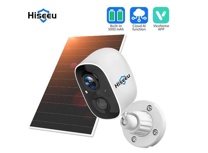 Solar Camera Hiseeu CG6-TZ 2K Outdoors WiFi  3MP Wireless Night Vision PIR Detection Phone Monitoring Two-way Intercom Waterproof Rechargeable Battery Power Surveillance Cameras, στα 46,61€, Banggood
