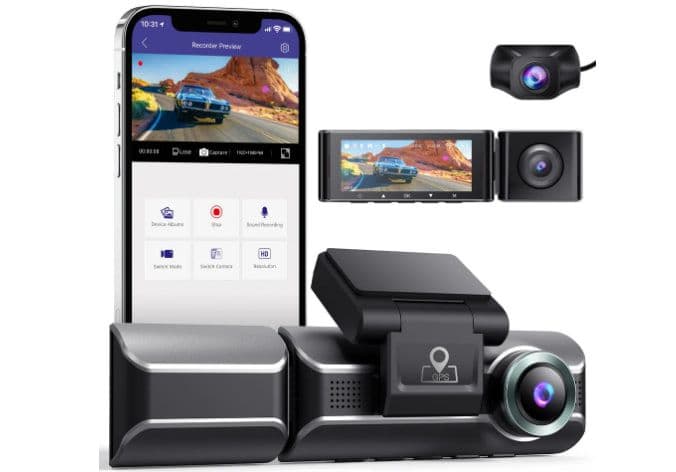 AZDOME M550 Dash Cam 3 Channel Front Inside Rear 2K+1080P+1080P Car Dashboard Camera Recorder Night Vision DVR Built in WiFi GPS with 32GB Card, στα 97,62€, Banggood