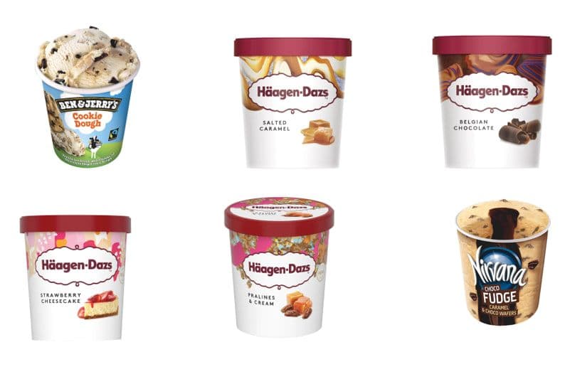 Ben & Jerry's Παγωτά 465ml στα 4,30€, Haagen Dazs Παγωτά 460ml στα 5,49€ και Nirvana fudge σοκολάτα 470ml στα 4,08€