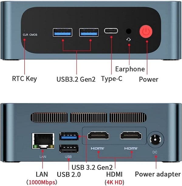 Mini PC Trigkey S5 AMD Ryzen 7 5800H, 16 GB DDR4 3200 RAM, 500 GB NVMe SSD, Windows 11