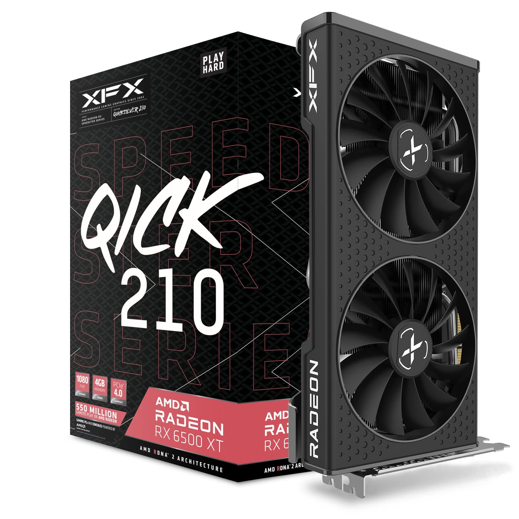 Κάρτα γραφικών XFX Speedster QICK210 Radeon RX 6500XT Black Gaming με 4GB GDDR6 HDMI AMD RDNA 2