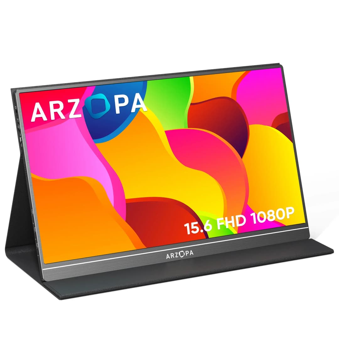 ARZOPA Portable Monitor (15.6", 1080 FHD, IPS, 100% SRGB with External HDR Eye Care Screen and HDMI/Type-C/USB-C)