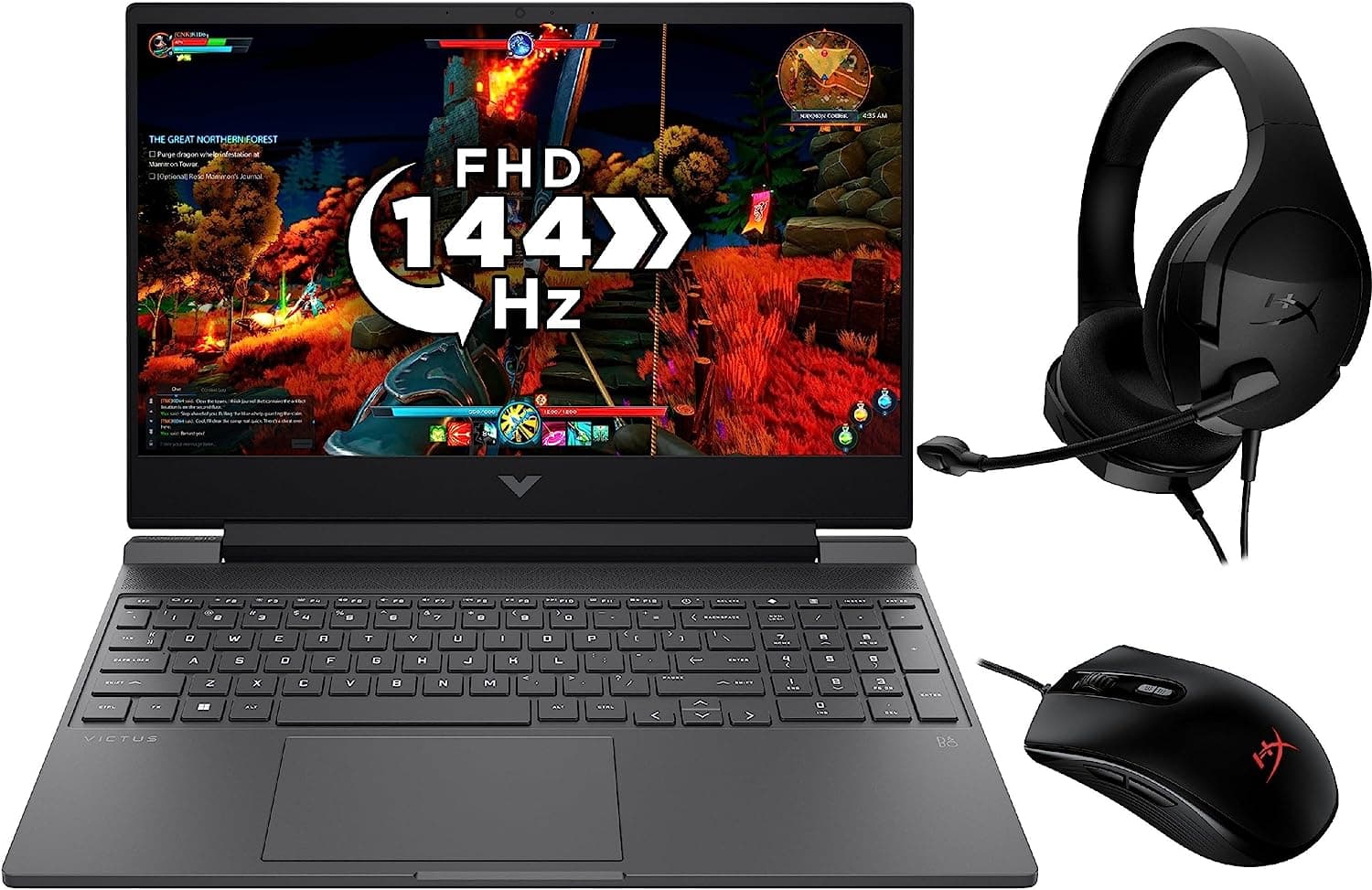 [Laptop] HP Victus 15-fb0020na Bundle with HyperX Pulsefire Mouse & HyperX Cloud Stinger Headset [15.6" FHD IPS 144Hz, Ryzen 5-5600H, RX 6500M, 8GB DDR4, 256GB NVMe, WIN 11 Home]