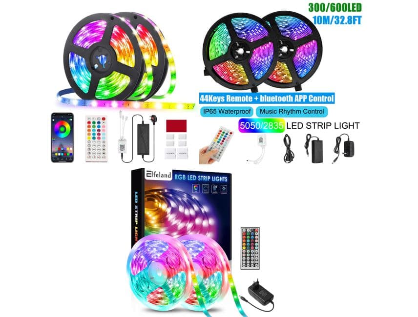 10M SMD5050 / 2835 RGB Smart LED Strip Light APP Control Music Waterproof Lamp 44 Keys Remote Control Power Adapter - UK Plug 600L smd3528, στα 9,16€, Banggood (και 2 ακόμα λεντοταινίες)
