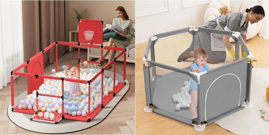 Baby Playpen Oxford Cloth Children Infant Fence Safety Barriers Children Ball Pool Baby Playground Gym with Basketball Football Field - Gray, στα 35,72€ και Παιδικό παρκοκρέβατο Comomy, στα 23,82€, Banggood 