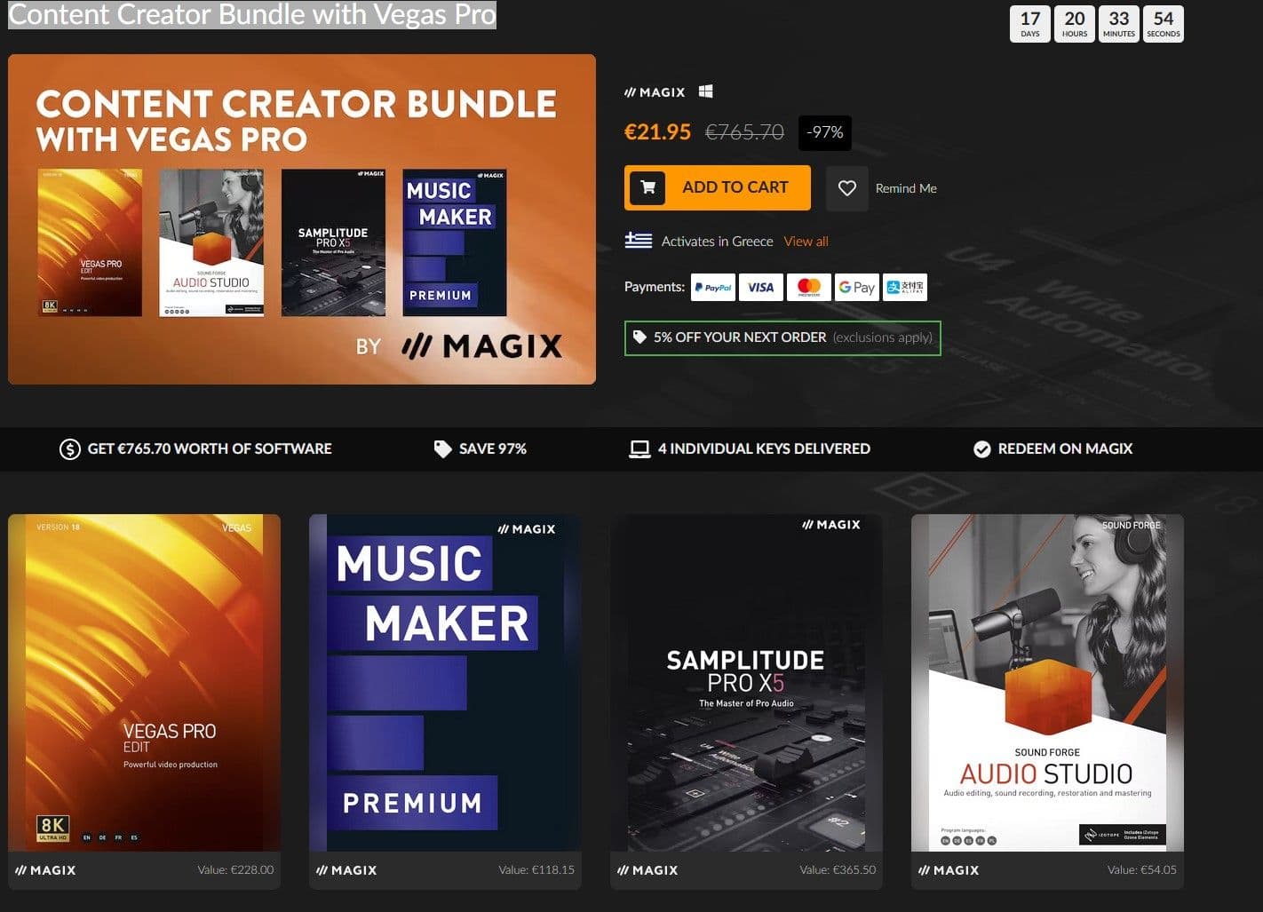 Content Creator Bundle with Vegas Pro ενα καλο πακετο με δυνατο editing software