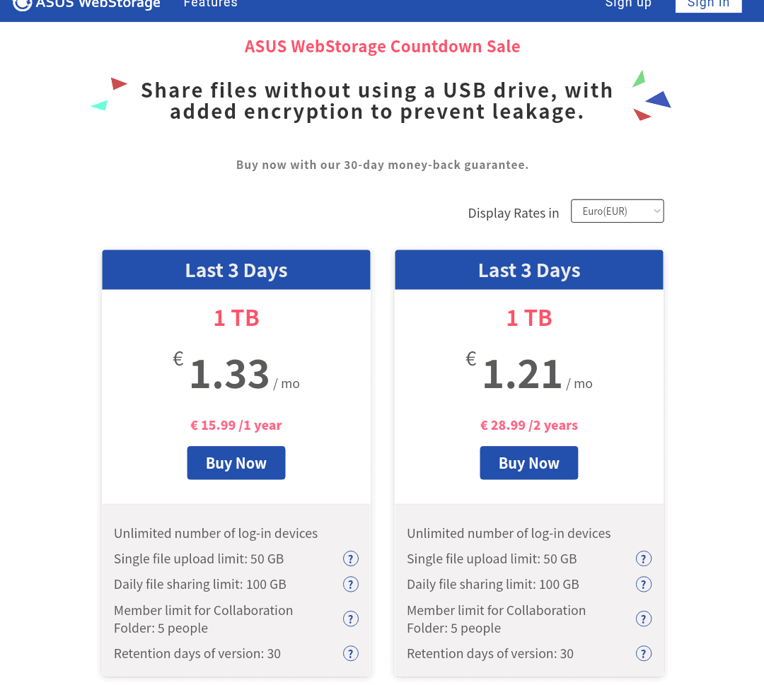 Asus webstorage 1TB έως 1,21€/μήνα για 2 χρόνια