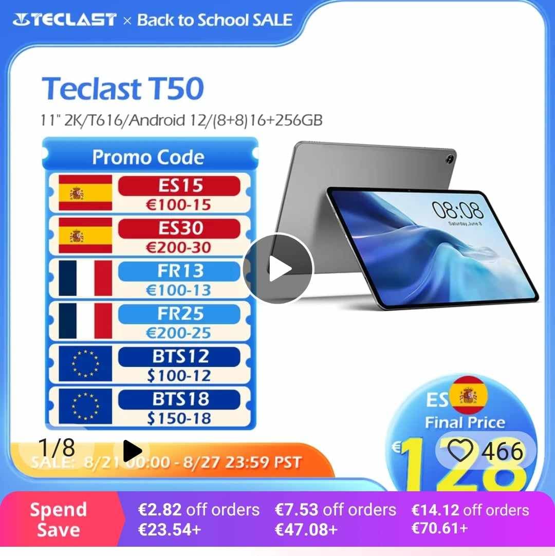 Teclast T50 Tablet (8+8)gb RAM 256gb ROM