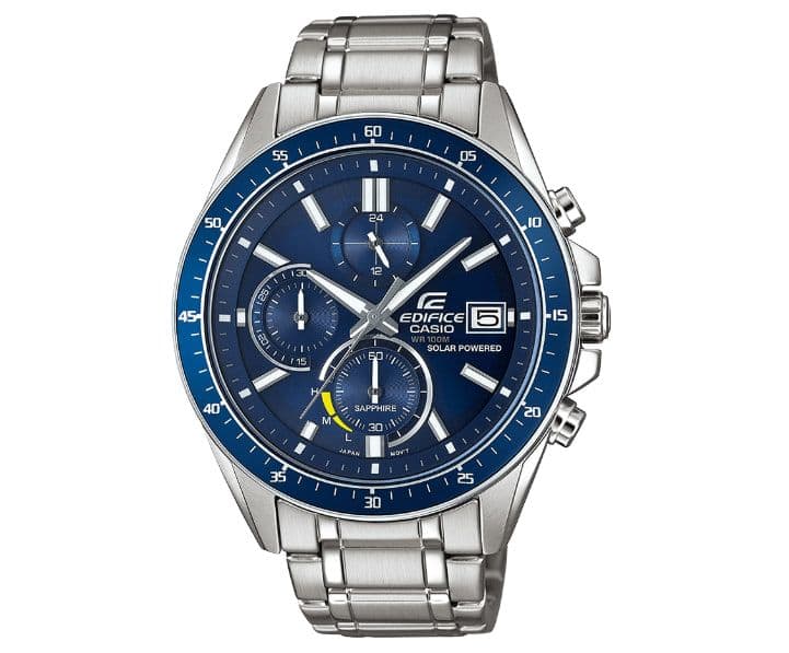 Casio Edifice EFS-S510D-2AVUEF, Ρολόι Χρονογράφος με μηχανισμό ηλιακής φόρτισης, κρύσταλλο από ζαφείρι, μεταλλικό μπρασελέ , 46mm, στα 122,63€, amazon.es