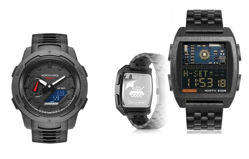 NORTH EDGE Mars3, case material Carbon Fibre+, 50M Waterproof Sport Watch, Stopwatch Timing, Calendar Electronics LED Display Digital, στα 23,62€, Banggood