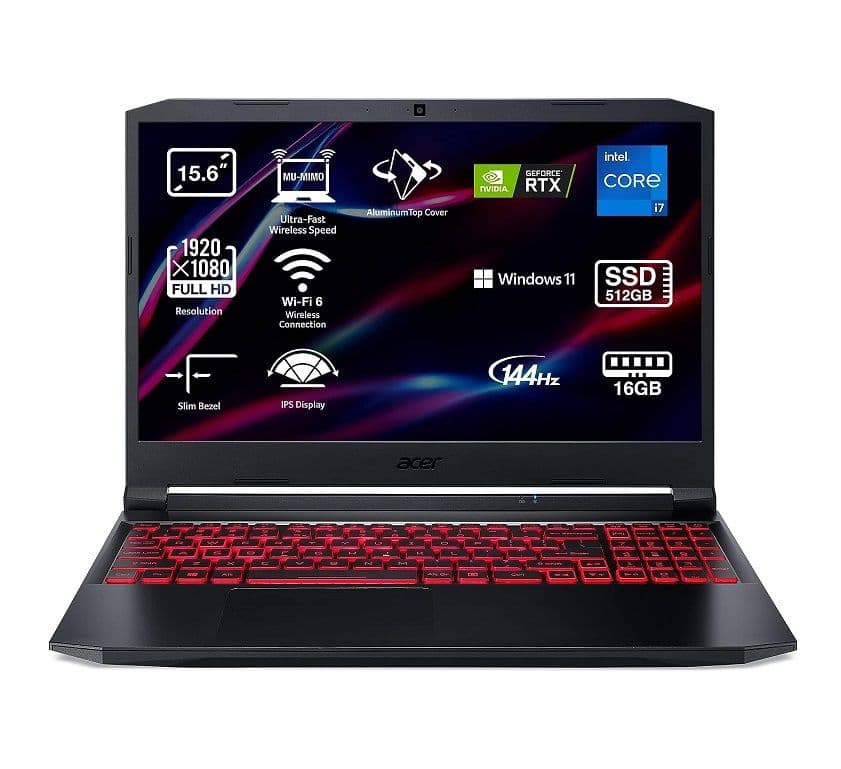 Acer Nitro 5 AN515-57 Gaming Laptop (15.6" FHD IPS 144Hz, i7-11800H, 16GB, 512GB, RTX 3070, W11, QWERTY ES) 969€ - Amazon ES