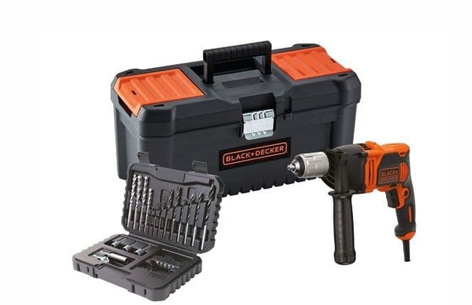 Σετ Black&Decker BEH850KA32-QS Κρουστικό Δραπανοκατσάβιδο 850W με εργαλειοθήκη 16'' και κασετίνα αξεσουάρ