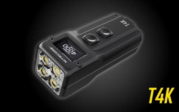 Nitecore T4K 4 * XP-L2 4000lm Υπερφωτεινή OLED Οθόνη EDC Φακός κρίκος Mini Clip Light Φορητός φακός LED μεγάλης έντασης USB επαναφορτιζόμενος, στα 61,92€, Banggood